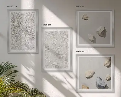 Geometrijski kartonski kamenčići set od 4 slike u okviru