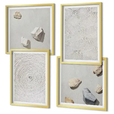 Geometrijski kartonski kamenčići set od 4 slike u okviru