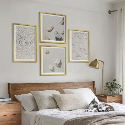 Geometrijski kartonski kamenčići set od 4 slike u okviru