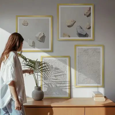 Geometrijski kartonski kamenčići set od 4 slike u okviru