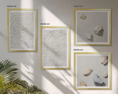 Geometrijski kartonski kamenčići set od 4 slike u okviru