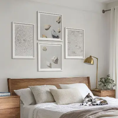 Geometrijski kartonski kamenčići set od 4 slike u okviru