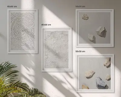 Geometrijski kartonski kamenčići set od 4 slike u okviru