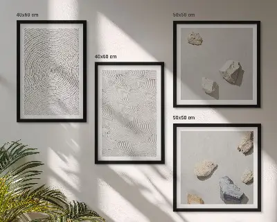 Geometrijski kartonski kamenčići set od 4 slike u okviru