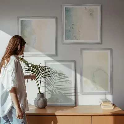 Dekorativni komplet zidnih slika s motivom teksture pastelnog akvarelnog platna