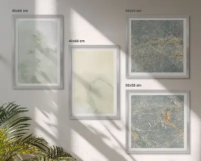 Set 4 slike u okviru pastelne akvarelne boje na platnu