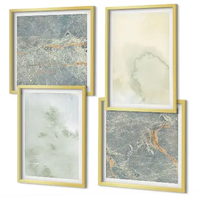 Set 4 slike u okviru pastelne akvarelne boje na platnu