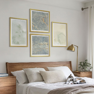 Set 4 slike u okviru Pastelne akvarelne boje za platno