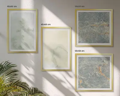 Set 4 slike u okviru pastelne akvarelne boje na platnu