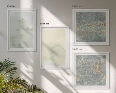 Set 4 slike u okviru pastelne akvarelne boje na platnu