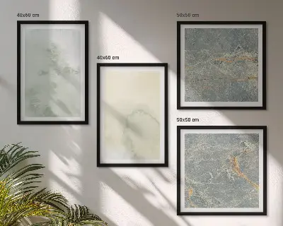Set 4 slike u okviru pastelne akvarelne boje na platnu