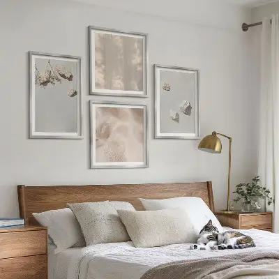 Komplet ukrasnih slika boho motivi s kamenjem za spavaću sobu