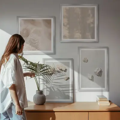 Komplet ukrasnih slika boho motivi s kamenjem za spavaću sobu