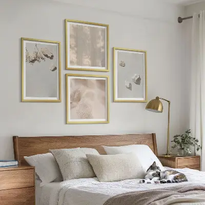 Komplet ukrasnih slika boho motivi s kamenjem za spavaću sobu