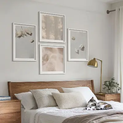 Komplet ukrasnih slika boho motivi s kamenjem za spavaću sobu