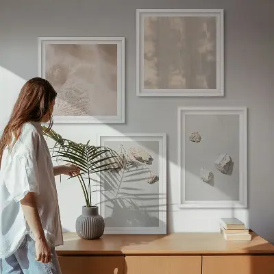Komplet ukrasnih slika boho motivi s kamenjem za spavaću sobu