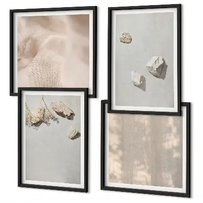 Komplet ukrasnih slika boho motivi s kamenjem za spavaću sobu