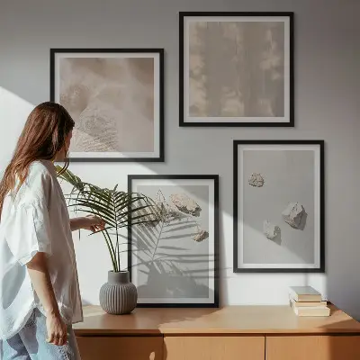 Komplet ukrasnih slika boho motivi s kamenjem za spavaću sobu