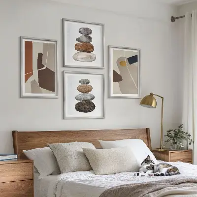 Apstraktni boho oblici set od 4 slike u okviru