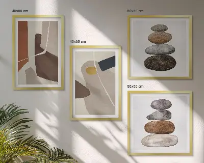 Apstraktni boho oblici set od 4 slike u okviru