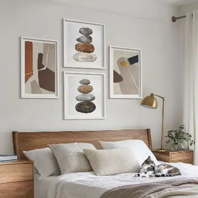 Apstraktni boho oblici set od 4 slike u okviru