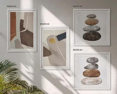 Apstraktni boho oblici set od 4 slike u okviru