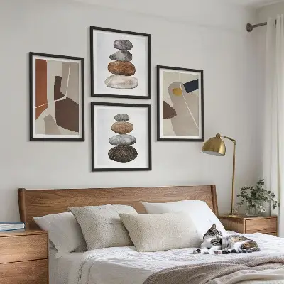 Apstraktni boho oblici set od 4 slike u okviru