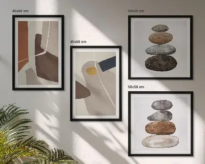Apstraktni boho oblici set od 4 slike u okviru
