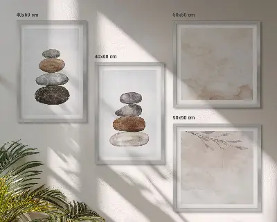 Komplet slika za spavaću sobu s motivom hrpe kamenja u boho stilu
