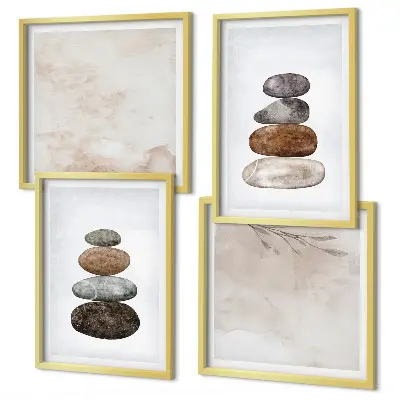 Komplet slika za spavaću sobu s motivom hrpe kamenja u boho stilu