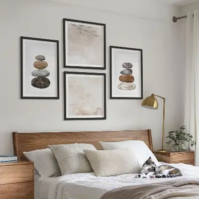 Komplet slika za spavaću sobu s motivom hrpe kamenja u boho stilu