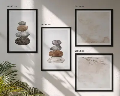 Komplet slika za spavaću sobu s motivom hrpe kamenja u boho stilu