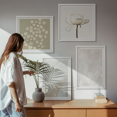 Komplet slika za spavaću sobu Cvijeće, moderne boho teksture