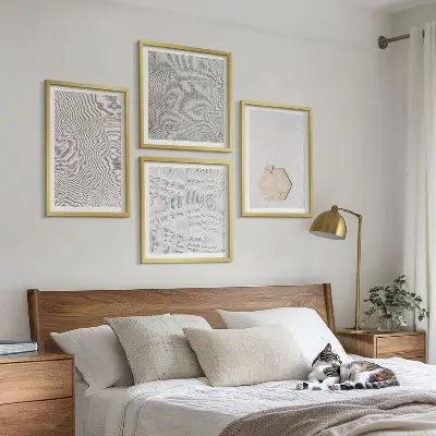 Komplet slika za spavaću sobu s motivom laganih boho tekstura pijeska