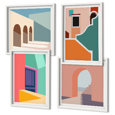 Komplet slika za spavaću sobu Šarene ilustracije grada