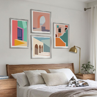 Komplet slika za spavaću sobu Šarene ilustracije grada