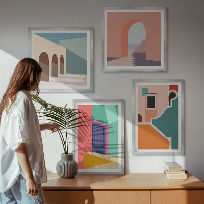 Komplet slika za spavaću sobu Šarene ilustracije grada