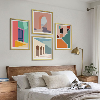 Komplet slika za spavaću sobu Šarene ilustracije grada