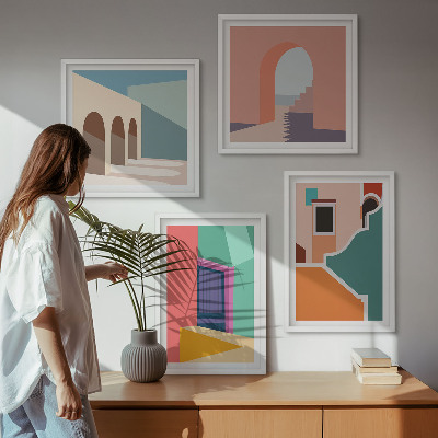 Komplet slika za spavaću sobu Šarene ilustracije grada