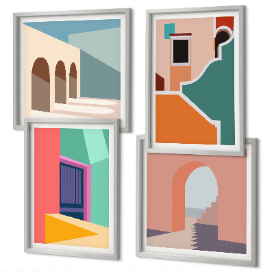 Komplet slika za spavaću sobu Šarene ilustracije grada