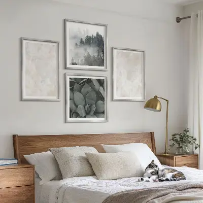 Komplet slika za spavaću sobu s motivom kamenih pastelnih mramornih pločica