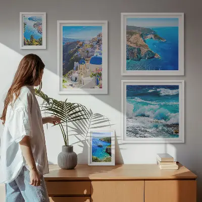 Krajolik Egejskog mora set slika iznad kauča