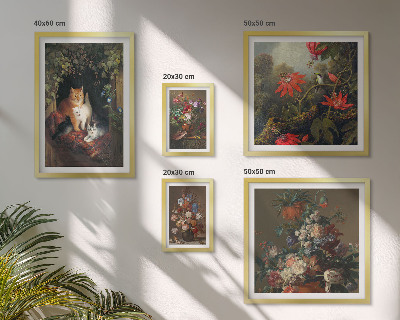 Poliptih u okviru Cvjetni mačke u vintage stilu