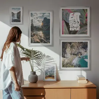 Set 5 slika Krajolici planinskih slapova u okviru