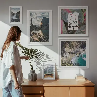 Set 5 slika Krajolici planinskih slapova u okviru