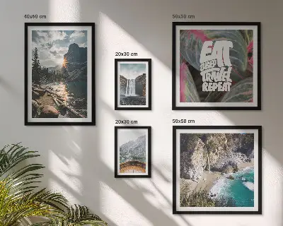 Set 5 slika Krajolici planinskih slapova u okviru