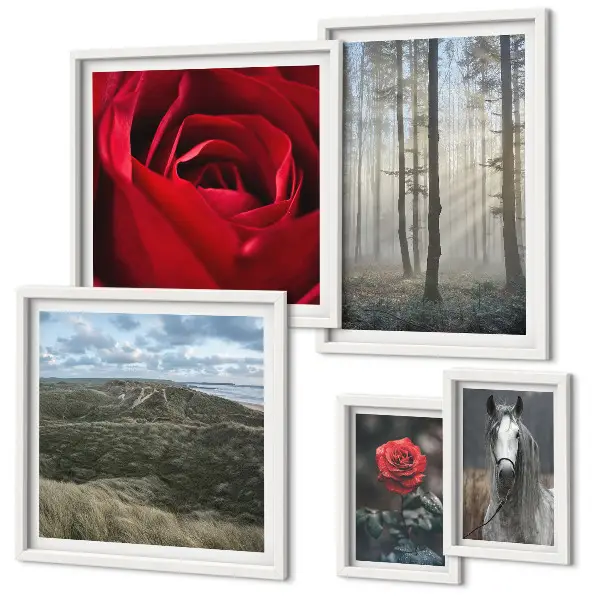 Poliptih u okviru prirodno cvijeće u različitim stilovima