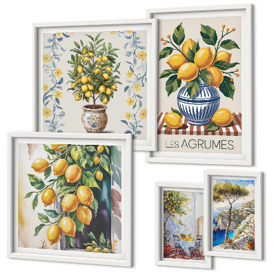 Set slika iznad kauča Citrusi mediteranskog stila