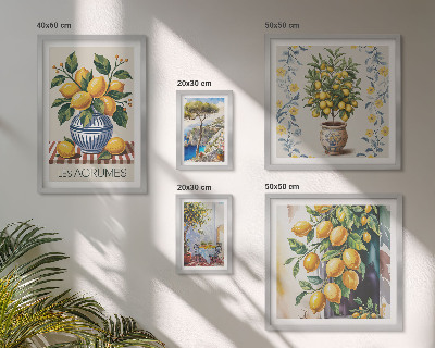 Set slika iznad kauča Citrusi mediteranskog stila