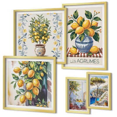 Set slika iznad kauča Citrusi mediteranskog stila